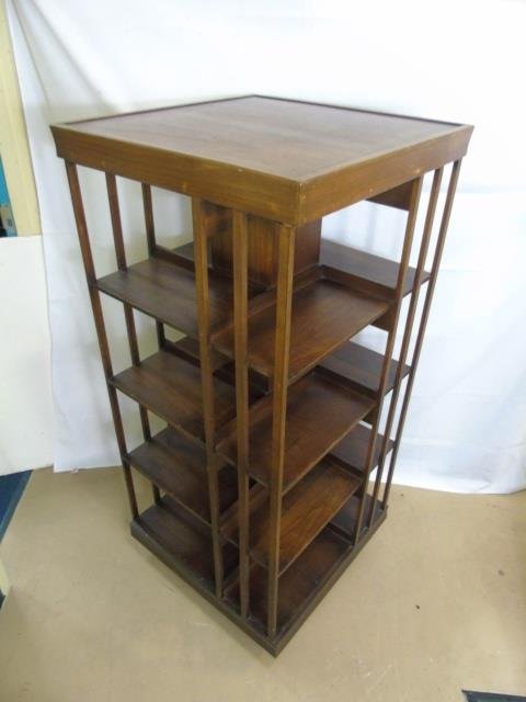 Mahogany Tone Revolving Library Stand Bookcase (1 of 4)