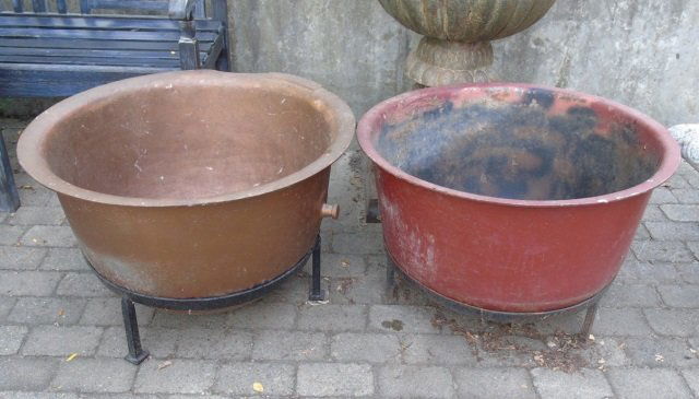 Antique Heavy Metal Planter Pots / Tinder Boxes (1 of 3)