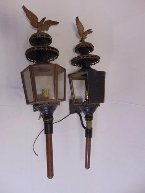 Pair Colonial American Style Eagle Lantern Sconces (1 of 6)
