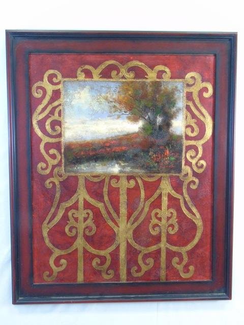 J. Anlo - Framed Landscape Painting w Walnut Tree (1 of 3)