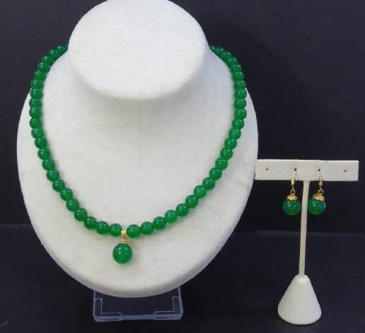 Chinese Carved Jade Necklace & Earring Suite (1 of 6)