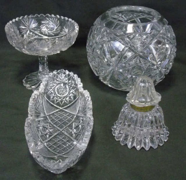 Lot of 4 Leaded Cut Crystal Table Items (1 of 9)
