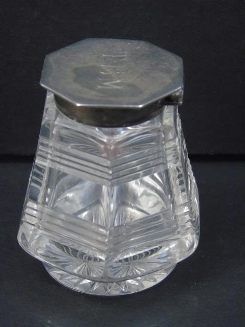 Antique English Sterling & Crystal Inkwell (1 of 6)