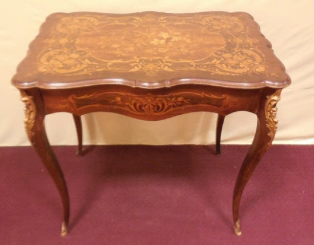 Antique 19th Century Marquetry Wood Inlay Table (1 of 5)