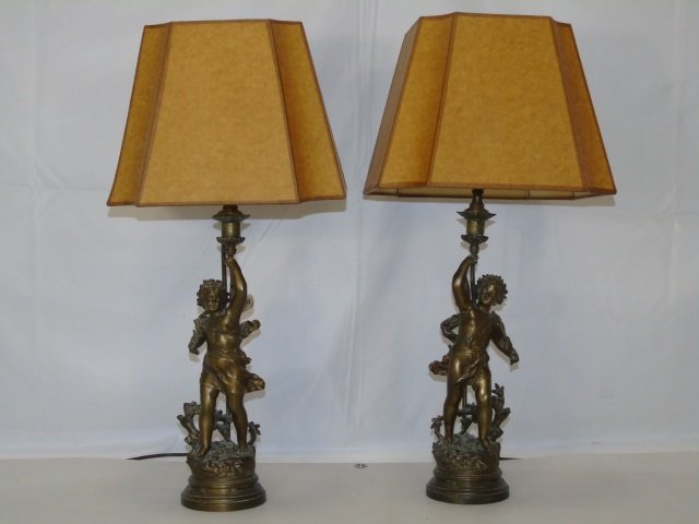 Pair Bronze Nymph Figure Table Lamps (1 of 6)