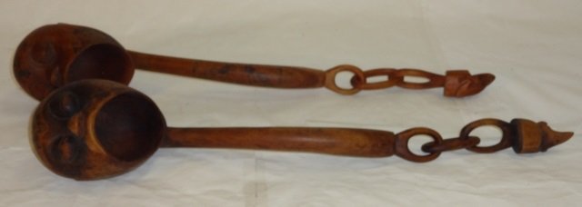 Pair Vintage South American Carved Wood Ladles (1 of 7)