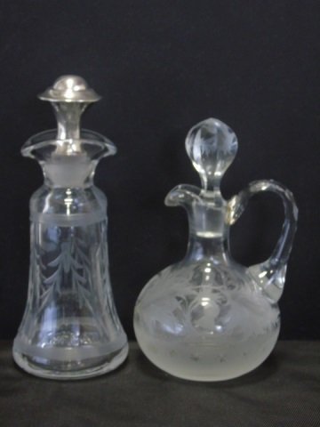 2 Etched Crystal Cruets (1 of 4)