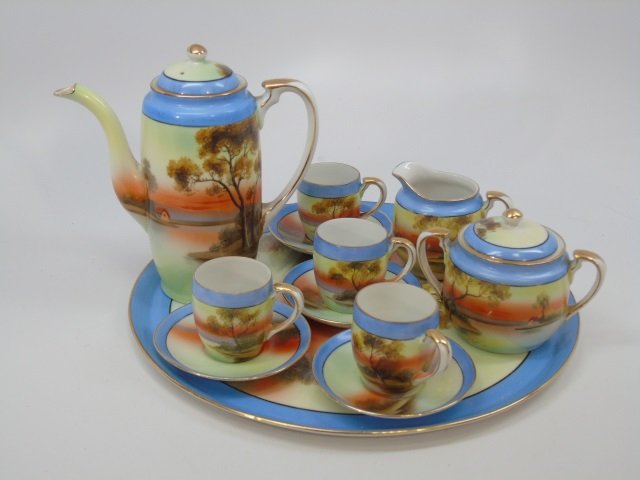 Vintage Noritake Painted Porcelain Demitasse Set (1 of 7)