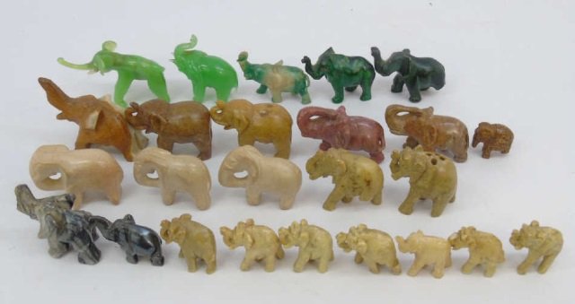 Collection of Small Hand-Carved Stone Elephants (1 of 5)