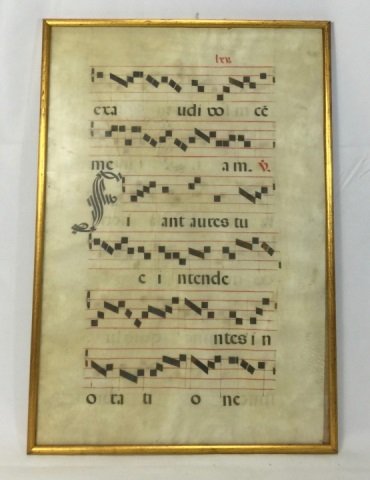 Antique European Gregorian Chant Music Sheet (1 of 4)