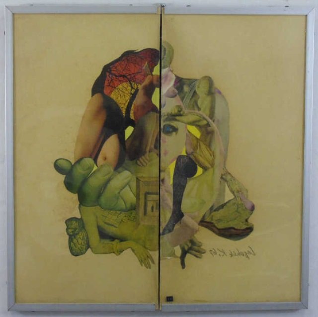 Mid Century Framed Mixed Media Collage K. Lazchek (1 of 3)