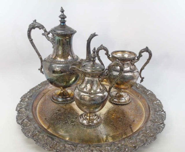 Antique Victorian Silver Plate Tea Set & Tray (1 of 8)