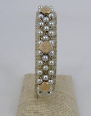 14kt Yellow Gold & Pearl Triple Strand Bracelet (1 of 5)