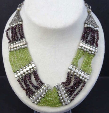 Asian Silver & Beaded Natural Hardstone Necklace (1 of 5)