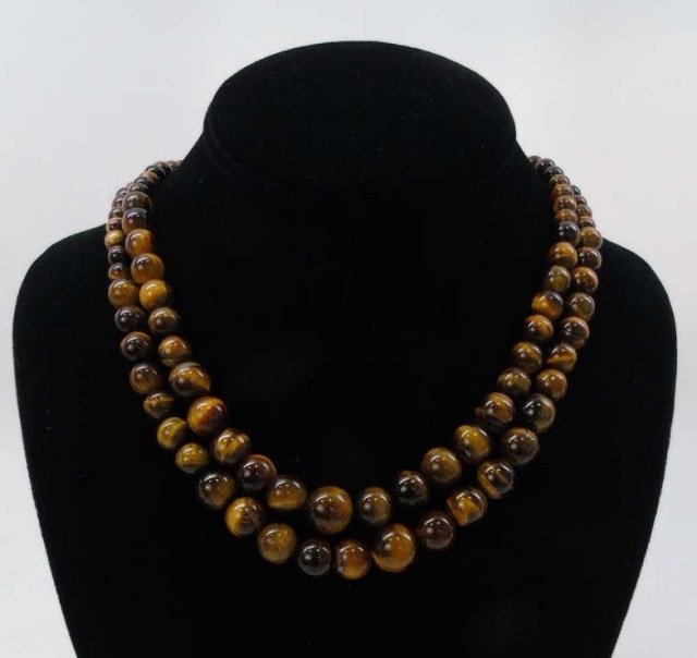 Pair Graduated Bead Tiger's Eye Necklace Strands (1 of 4)