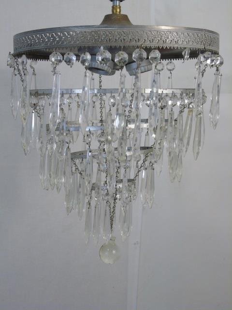 Contemporary Silver Tone Tiered Crystal Chandelier (1 of 7)