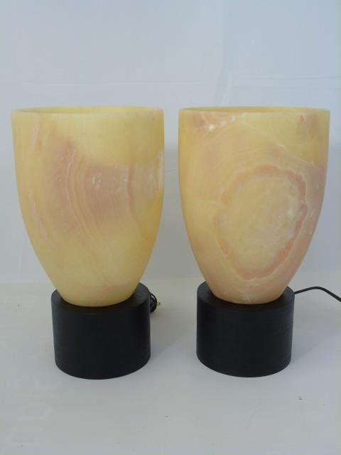 Pair Contemporary Italian Alabaster Table Lamps (1 of 3)