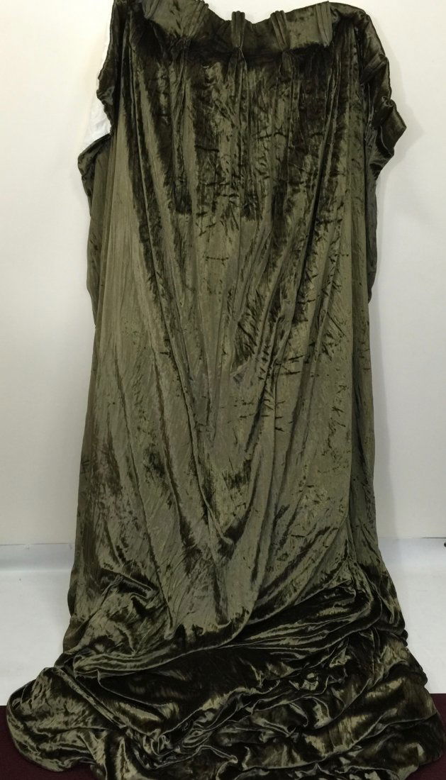 Pair Custom Made Green Velvet Curtain Panels (1 of 2)