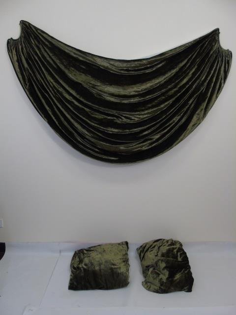 Three Custom Made Green Velvet Curtain Swags (1 of 2)