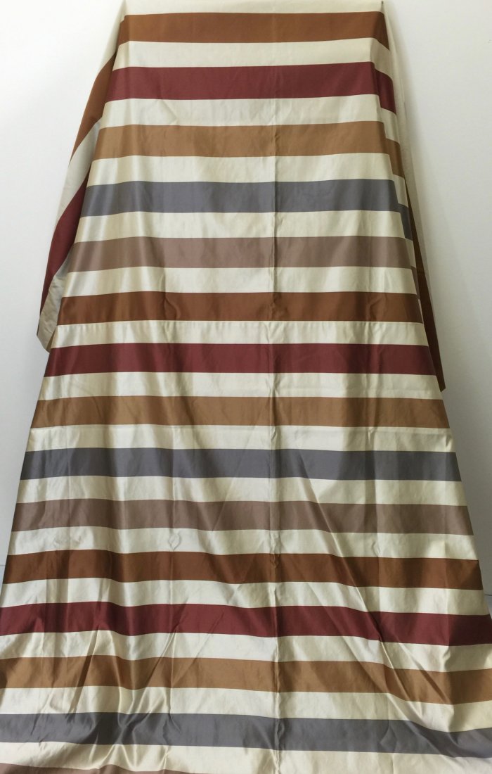 Two Custom Made Silk Stripe Lined Drapery Panels (1 of 4)