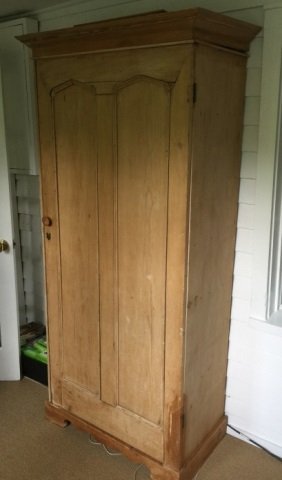 Antique American 19th C Pine Paneled Door Armoire (1 of 6)