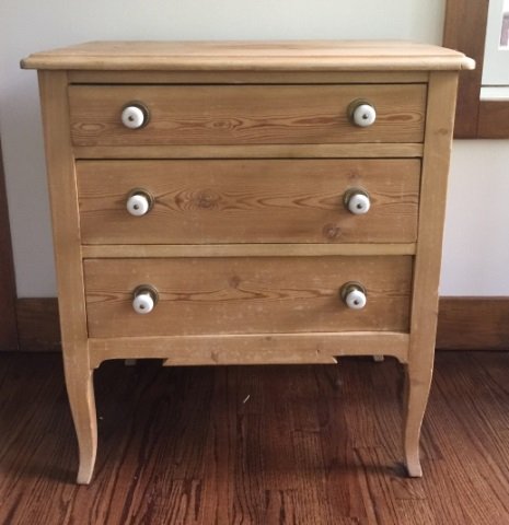 Antique Carved Pine Three Drawer Dresser (1 of 5)