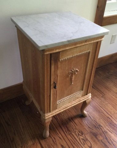 Antique Carved Pine Marble Top Nightstand Table (1 of 5)
