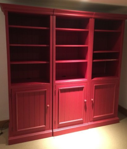 3 Section Contemporary Red Painted Open Bookcase (1 of 6)