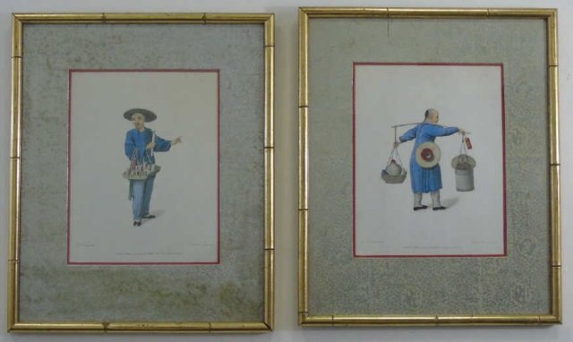 Pair 19th C Chinese Motif Framed Lithograph Prints (1 of 6)