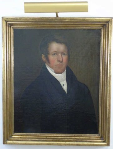 19th C American School Portrait of a Man w Pin (1 of 4)