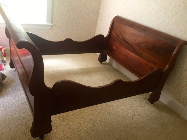 Antique Figured Mahogany Sleigh Bed Full Size (1 of 10)