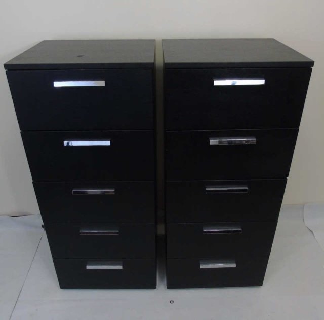 Pair Contemporary Modern Black Wood Chests (1 of 5)