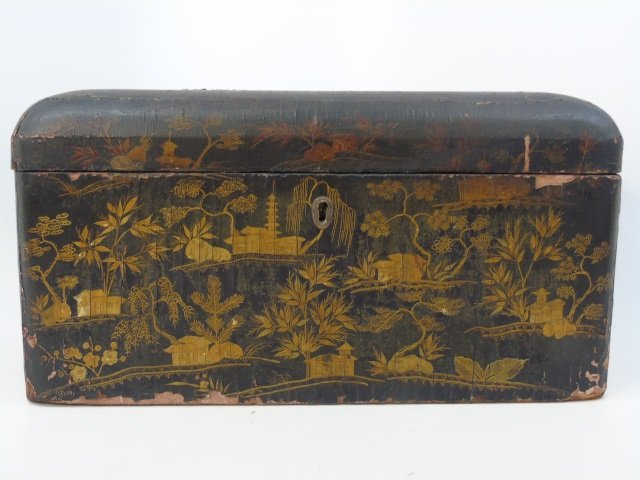 Antique Chinese Painted Lacquered Humidor Box (1 of 6)