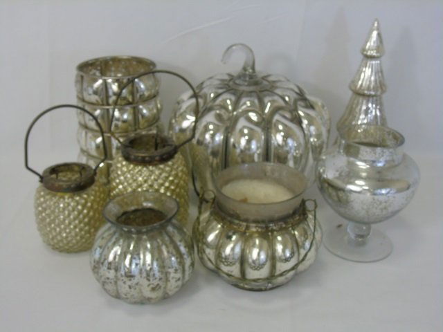 Group of Vintage Mercury Glass Holiday Items (1 of 7)