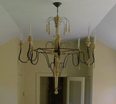 John Rosselli Chandelier Carved Wood & Cast Metal (1 of 6)