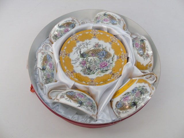 Antique Porcelain Peacock Motif Tea Set (1 of 8)