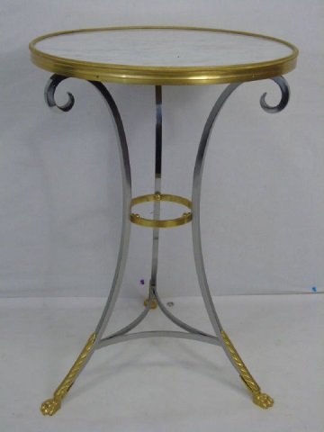Designer Marble & Gilt Ormolu Pedestal End Table (1 of 6)