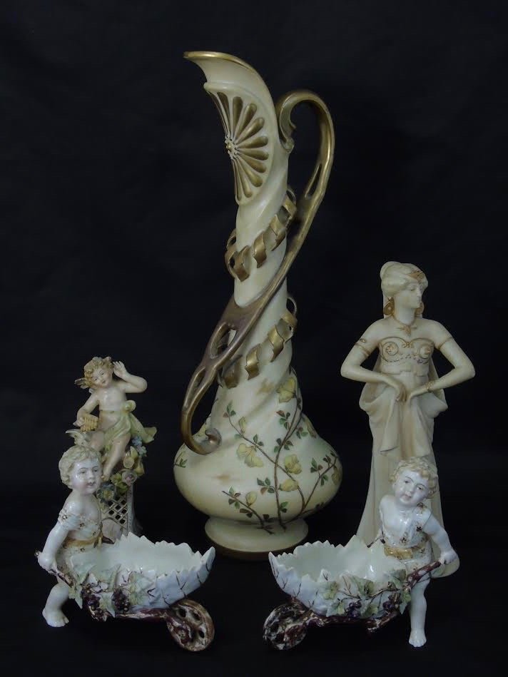 Four Antique Porcelain Statues & Large Pitcher (1 of 2)