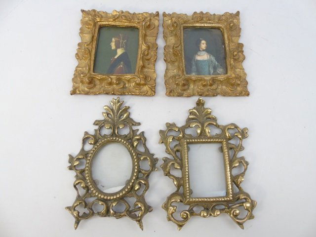 Four Gilt Metal & Gold Leaf Small Picture Frames (1 of 3)