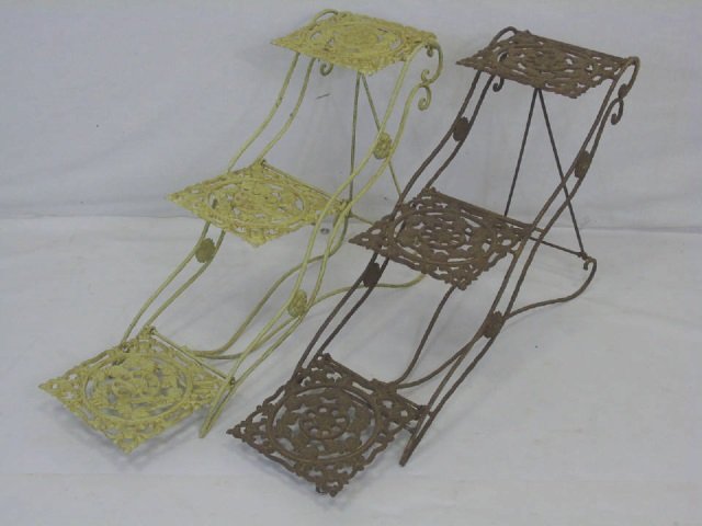Pair of Painted Metal Tiered Planter Stands (1 of 4)