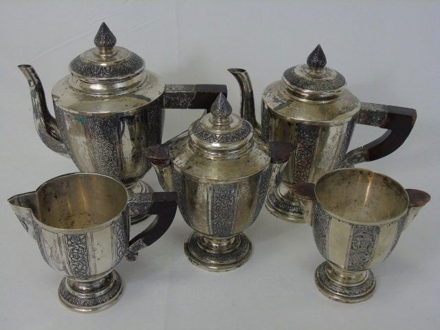 5 Piece Indo Persian Silver Tea / Coffee Service (1 of 4)