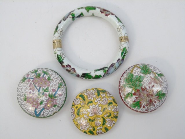 Four Vintage Chinese Cloisonne Jewelry Items (1 of 6)