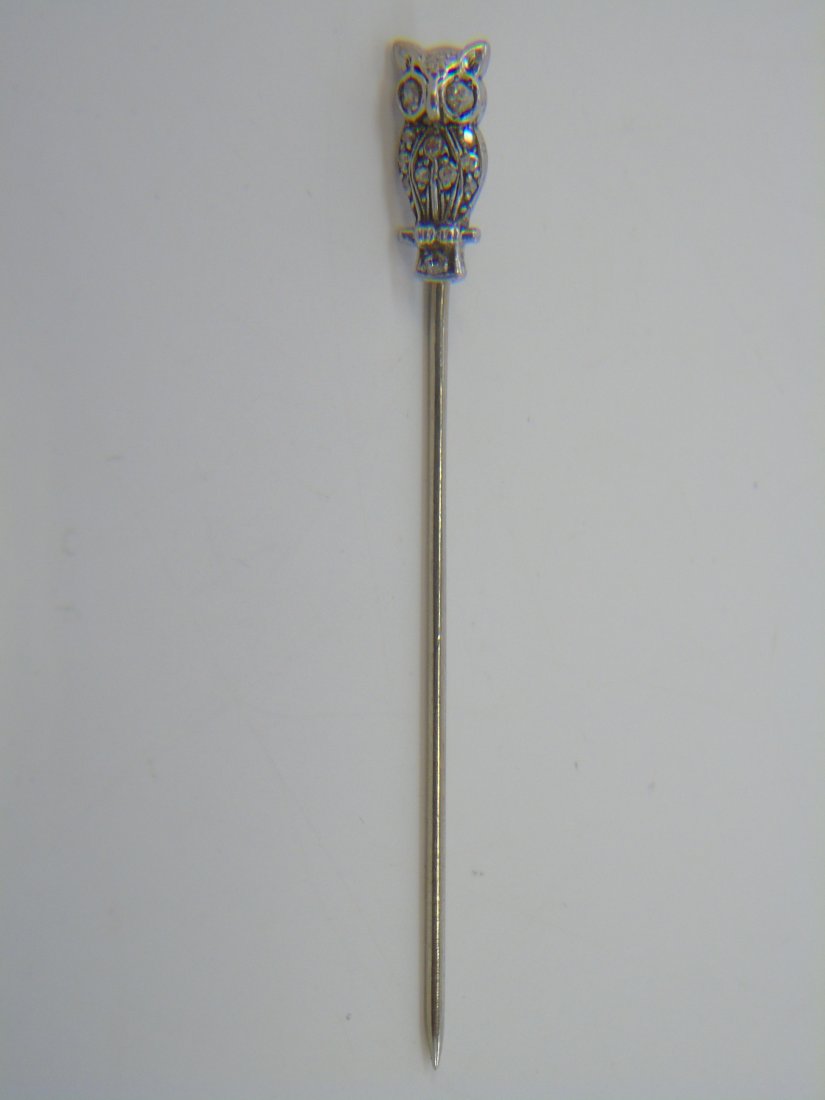 Antique Estate Gold & Diamond Owl Stick Pin (1 of 4)