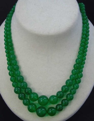 Pair Carved Chinese Jade Beaded Necklace Strands (1 of 4)