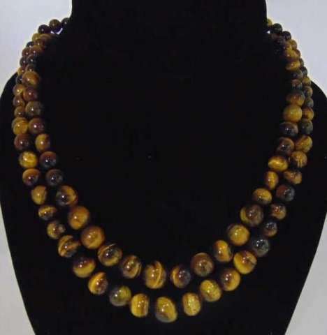 Pair Graduated Bead Tiger's Eye Necklace Strands (1 of 3)