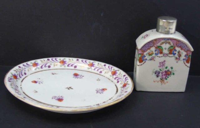 18th C Chinese Qing Tea Caddy Sterling Top & Plate (1 of 6)
