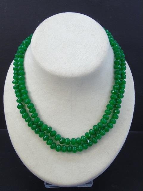 Pair Chinese Faceted Beaded Jade Necklace Strands (1 of 4)