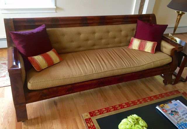 Grand Antique Mahogany Empire Sofa Design Fabric (1 of 8)