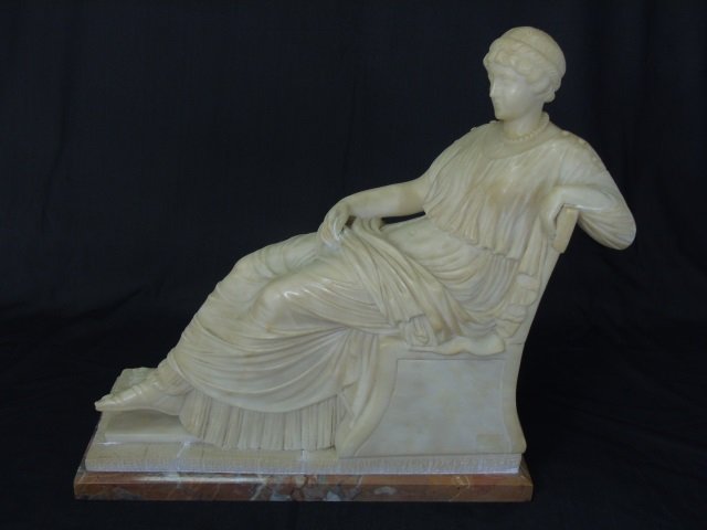 Hand-Carved Alabaster Reclining Greek Goddess (1 of 6)