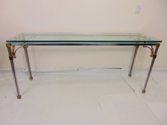 Vintage Two Tone Metal & Glass Console Table (1 of 3)